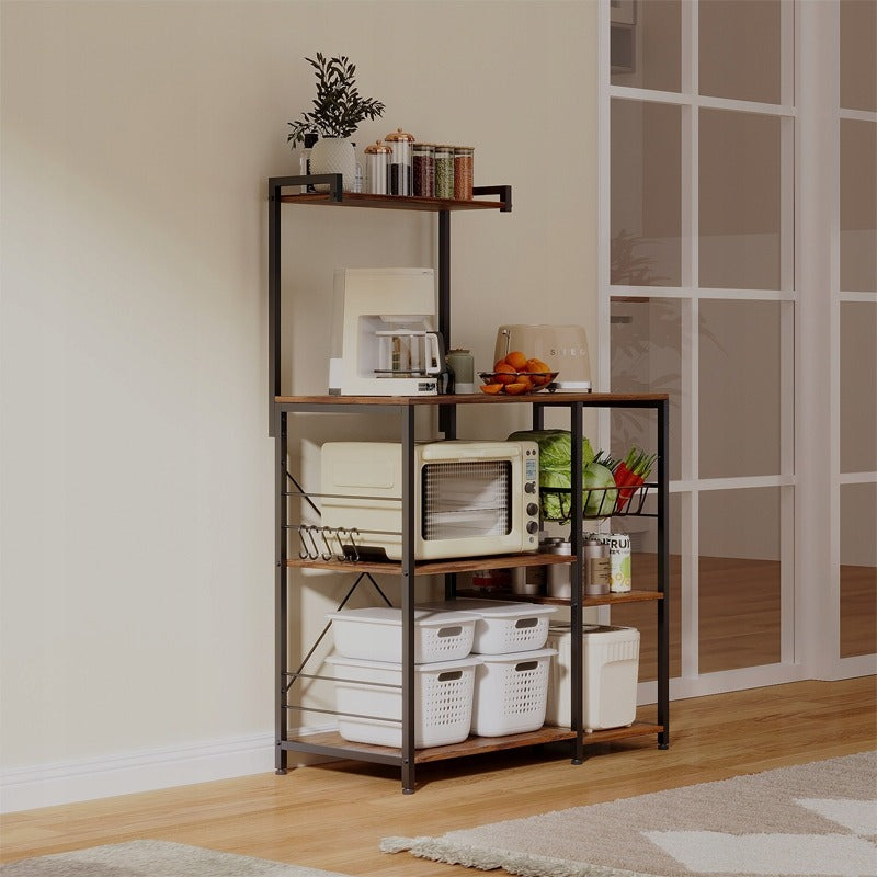 Suport pentru cuptor cu microunde, 5 rafturi, maro închis, rustic