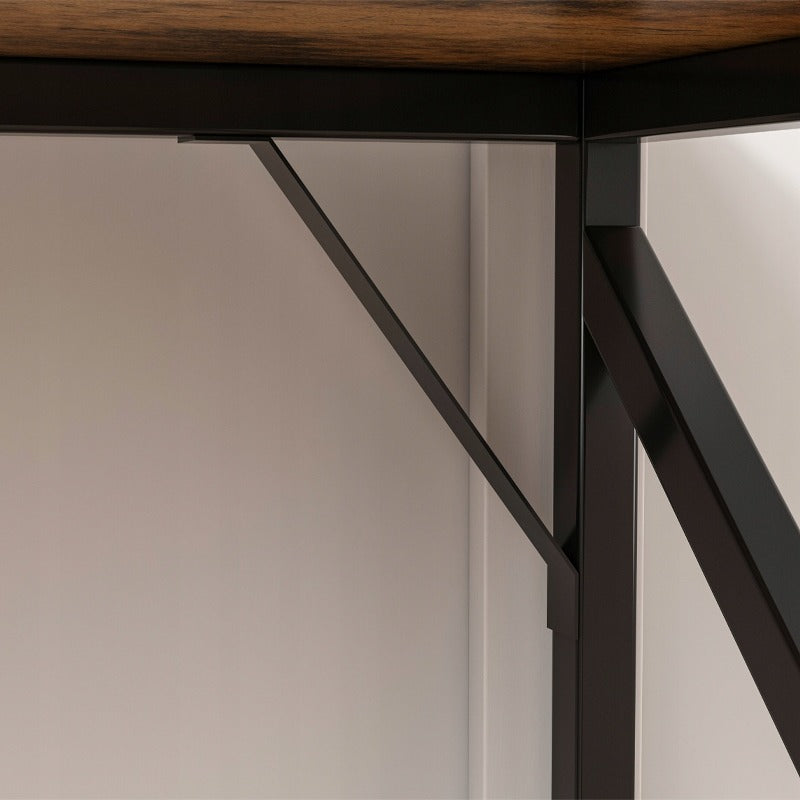 Birou industrial pentru computer, masă maro rustică, cadru metalic, stil loft