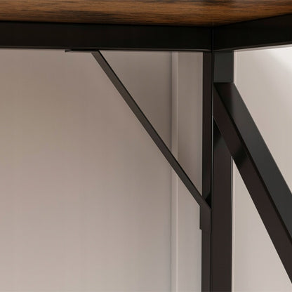 Birou industrial pentru computer, masă maro rustică, cadru metalic, stil loft