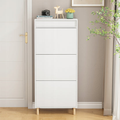 Dulap pentru încălțăminte alb cu oglindă șI spațiu de depozitare stil loft raft vertical pentru hol 55 cm