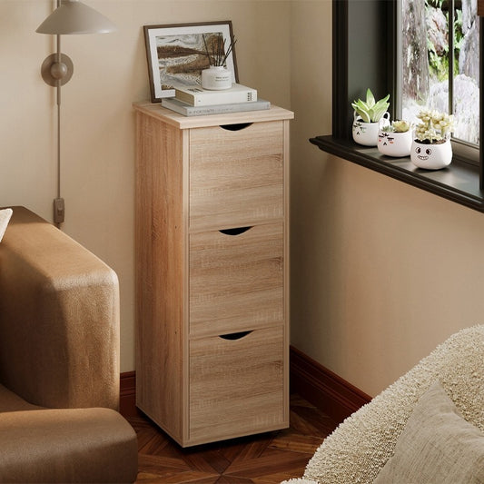 Dulap rustic din stejar cu sertare, îngust, spațios, în stil loft