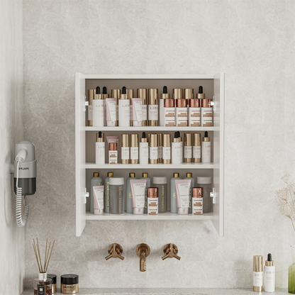 Dulap de baie cu oglindă de perete 60x60x22 cm - 2 uși, alb, design modern