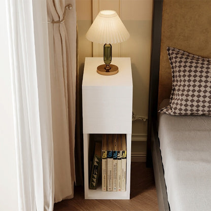 Noptieră albă cu sertar, masă cu raft, stil modern loft pentru dormitor