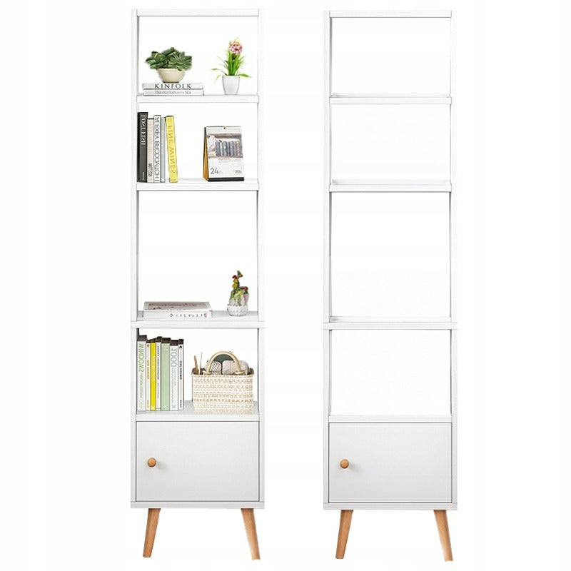 Bibliotecă albă în picioare, raft înalt în stil scandinav, dulap pentru mansardă