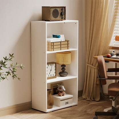 Bibliotecă modernă în stil loft cu rafturi albe, înaltă pentru livinguri, 120cm