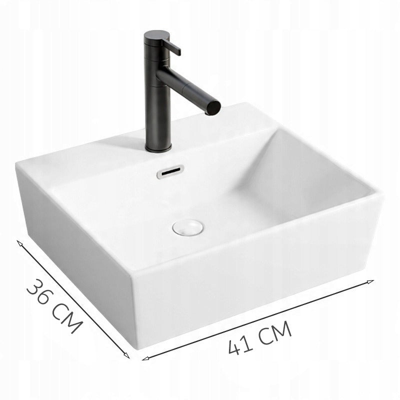 Chiuvetă ceramică dreptunghiulară albă pentru blat, mare, 41 x 36 cm