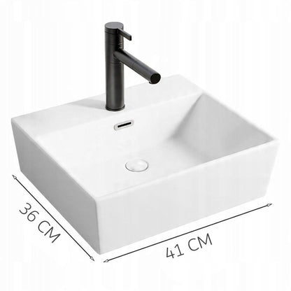 Chiuvetă ceramică dreptunghiulară albă pentru blat, mare, 41 x 36 cm