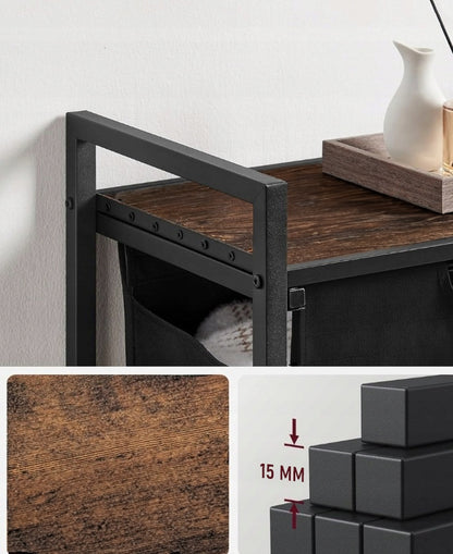 Coș de rufe mare cu două compartimente și raft, suport industrial pentru containere