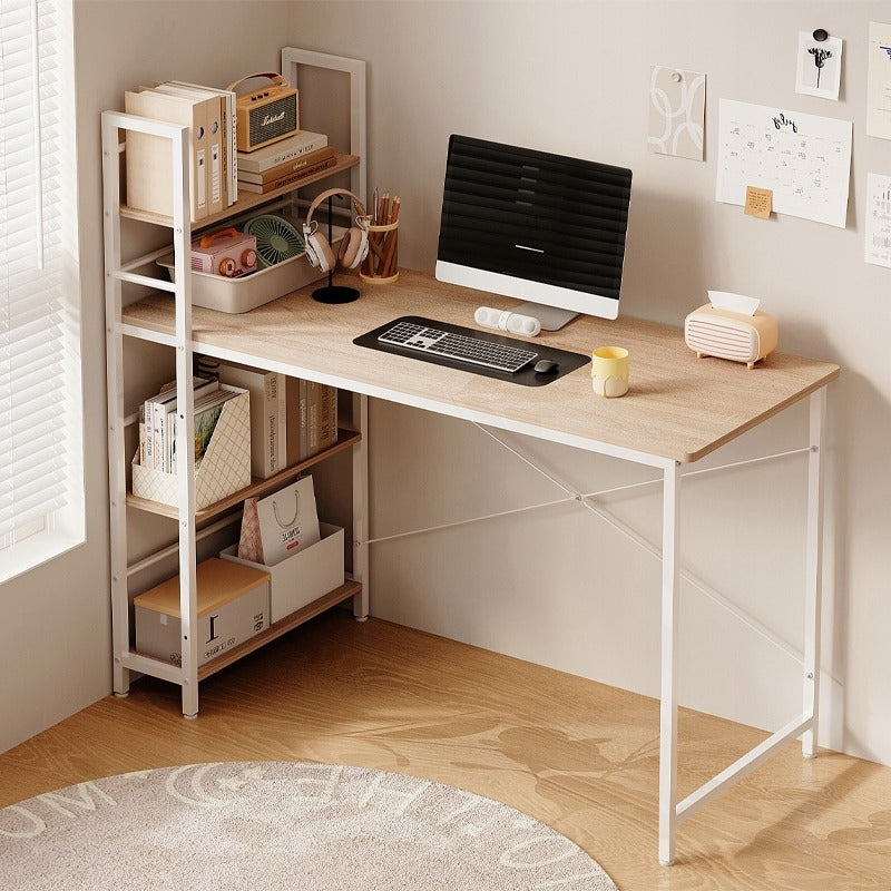 Birou pentru tineri cu bibliotecă pentru computer, maro deschis, stil loft modern, 120 cm