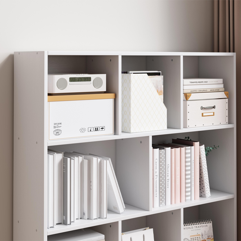 Bibliotecă deschisă albă cu 6 rafturi - 100x24x104 cm, stil modern scandinav
