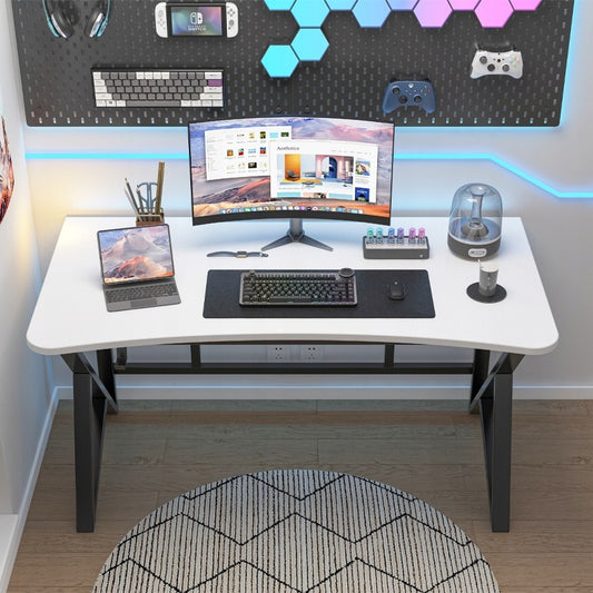 Birou alb modern pentru jocuri, pentru gameri, în stil loft, mare, 120 cm