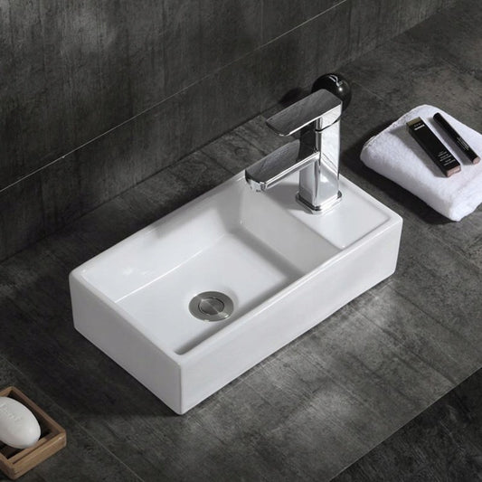 Chiuvetă dreptunghiulară din ceramică albă pentru blat, 40x22 cm