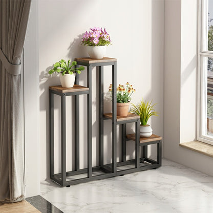 Stand de flori plante vase rustic bibliotecă 4 rafturi nivel