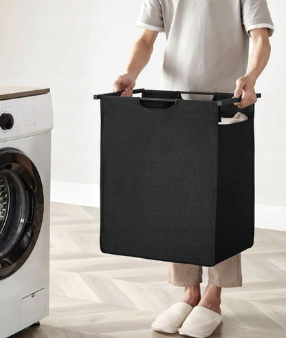 Coș de rufe mare cu două compartimente și raft, suport industrial pentru containere