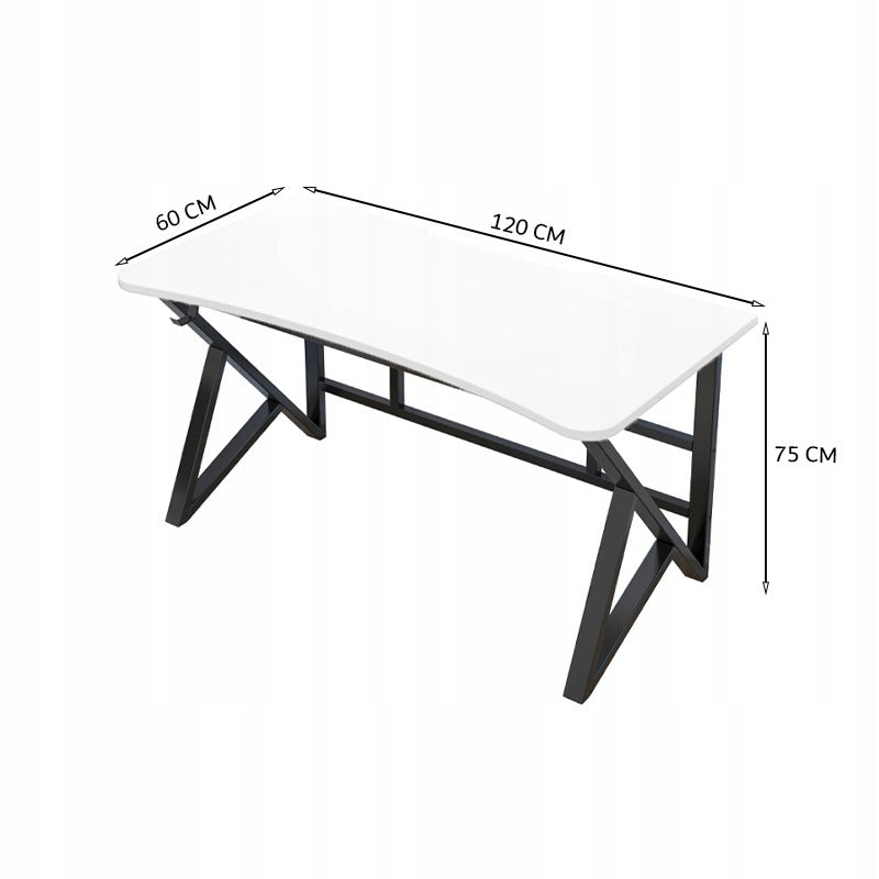 Birou alb modern pentru jocuri, pentru gameri, în stil loft, mare, 120 cm