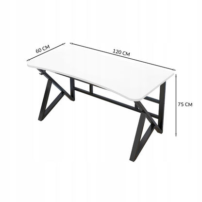 Birou alb modern pentru jocuri, pentru gameri, în stil loft, mare, 120 cm