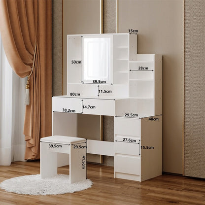 Masă cosmetică + scaun de machiaj cu oglindă LED - glamour loft