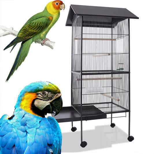 Cușcă metalică mare pentru păsări exotice, volieră pentru papagali și canari