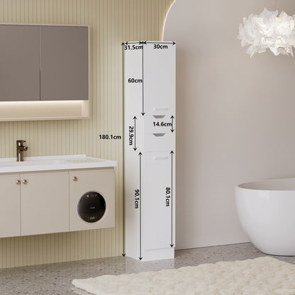 Dulap de baie din lemn alb, unitate de etaj, practic, spațios, stil Loft, 180cm