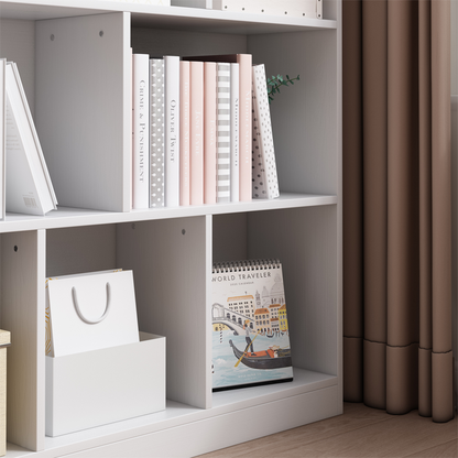 Bibliotecă deschisă albă cu 6 rafturi - 100x24x104 cm, stil modern scandinav