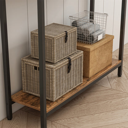 Raft cu etajeră – stil loft industrial, maro rustic, dulap 100 cm