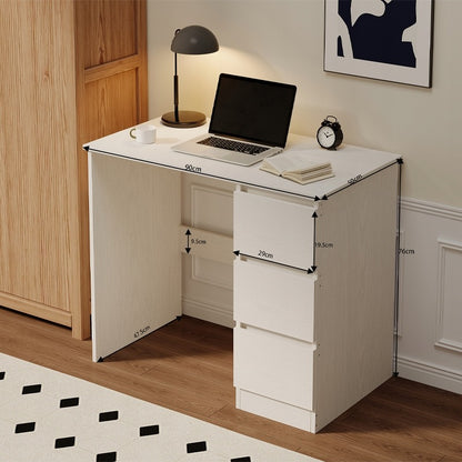Birou pentru computer, alb, modern, cu sertare, stil loft, 90 cm