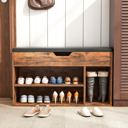 Dulap de pantofi spațios cu scaune de depozitare 2 rafturi din lemn retro loft