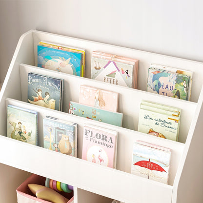 Raft pentru cărți și reviste pentru copii – Dulap pentru jucării tip bibliotecă, independent, 80 cm.