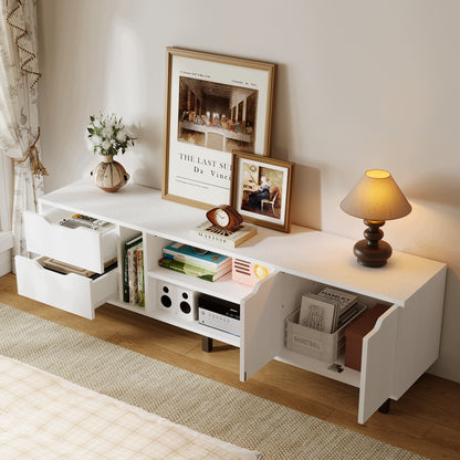 Dulap modern de televiziune în stil scandinav, alb, practic pentru sufrageria în stil loft