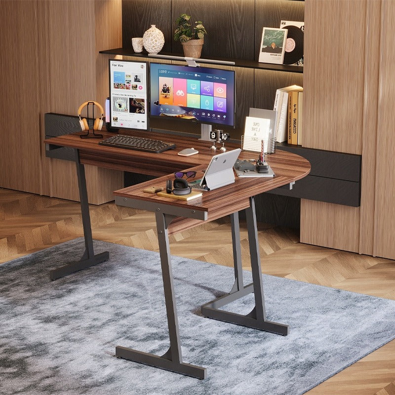 Birou de colț pentru calculator, modern, industrial, maro închis, stil loft, 148 cm