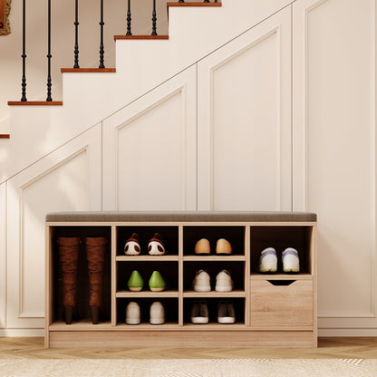 Dulap pentru pantofi cu scaun, stil loft, sonoma, hol, bancă cu sertar, 100 cm