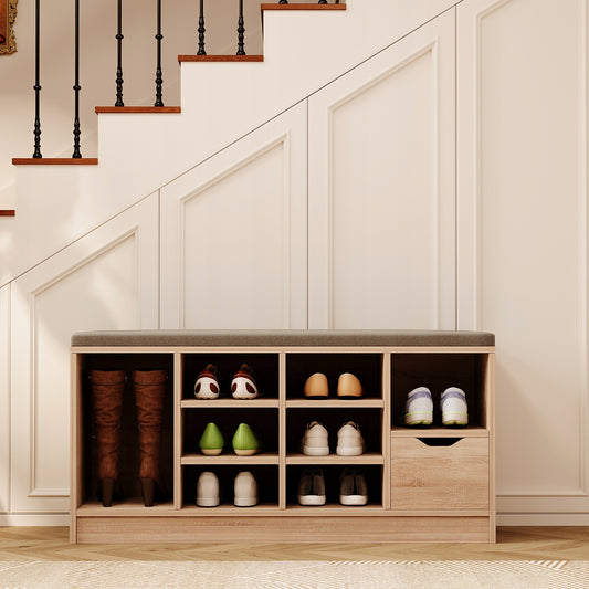 Dulap pentru pantofi cu scaun, stil loft, sonoma, hol, bancă cu sertar, 100 cm
