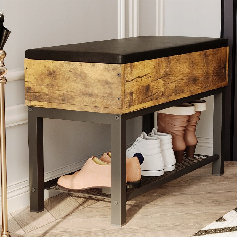 Dulap pentru pantofi cu șezut și spațiu de depozitare pentru hol, bancă stil loft, 70cm