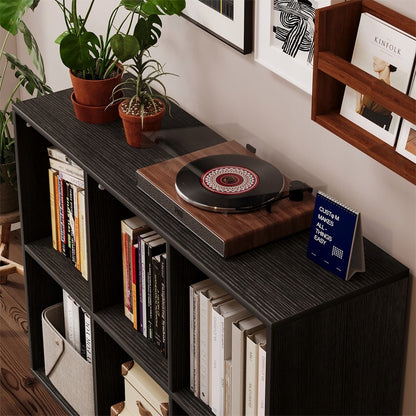 Bibliotecă deschisă, comodă cub, 3x2, mansardă spațioasă pentru cărți, birou, negru