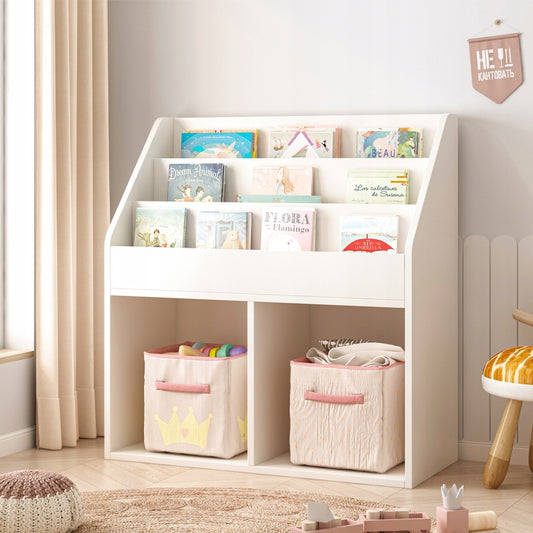 Raft pentru cărți și reviste pentru copii – Dulap pentru jucării tip bibliotecă, independent, 80 cm.