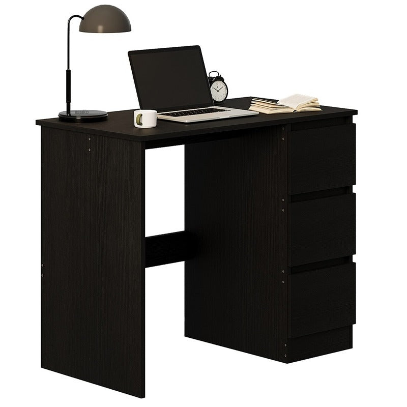 Birou de calculator modern, negru, tip loft, cu sertare pentru tineri