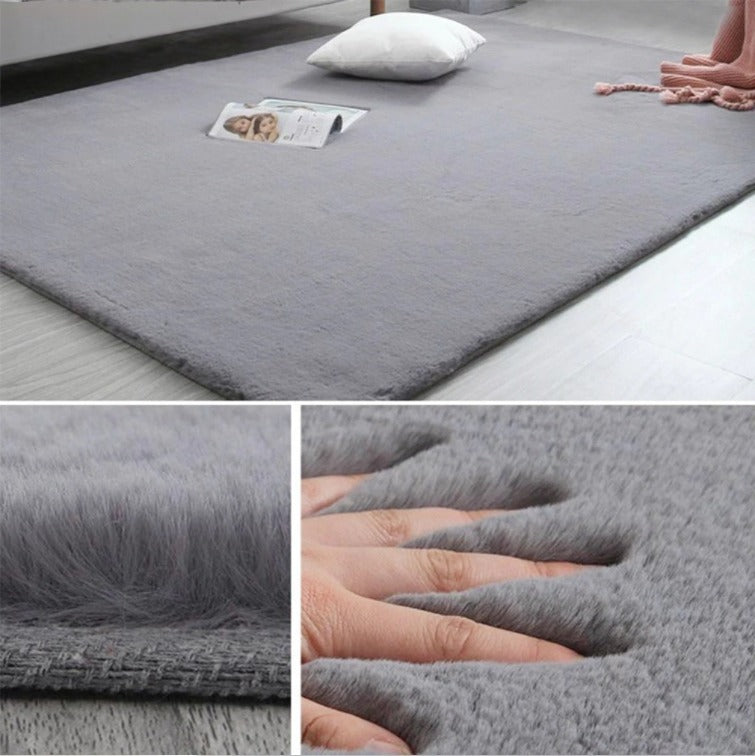 Covor moale din pluș, gri deschis