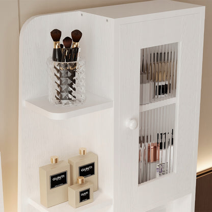 Masă de toaletă modernă, în stil loft, pentru machiaj și cosmetice, cu oglindă LED