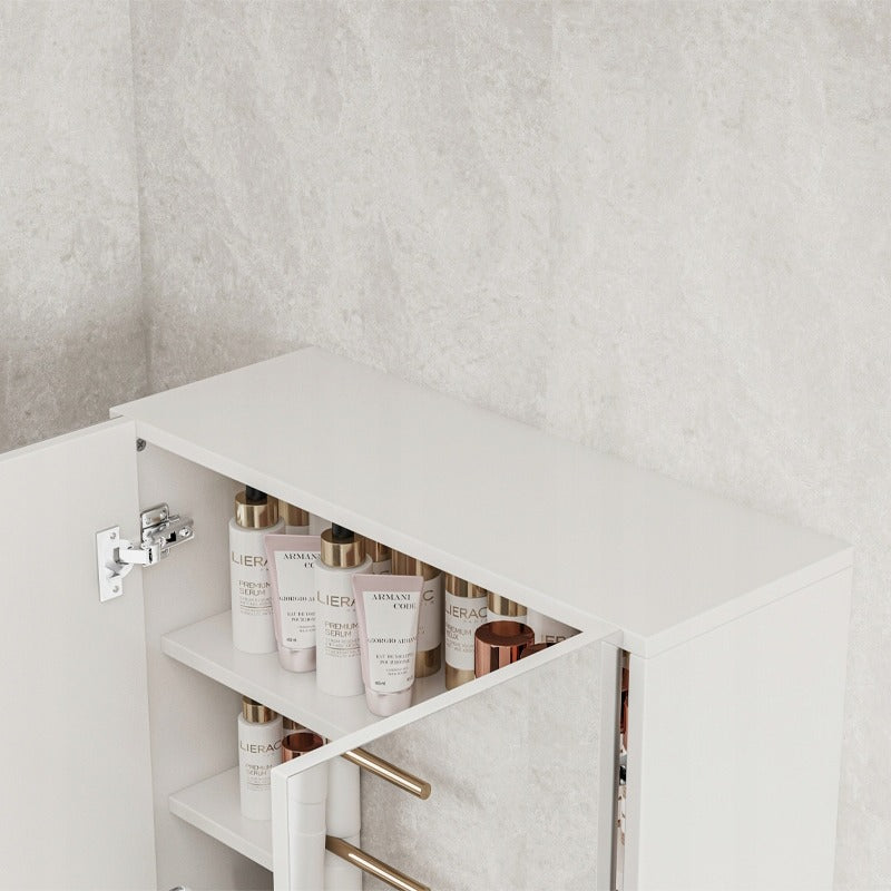 Dulap de baie cu oglindă de perete 60x60x22 cm - 2 uși, alb, design modern