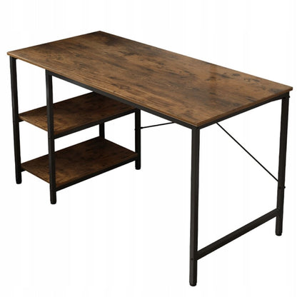 Masă pentru calculator - metal, stil gamer, design loft/industrial, 2 rafturi laterale, 120 cm