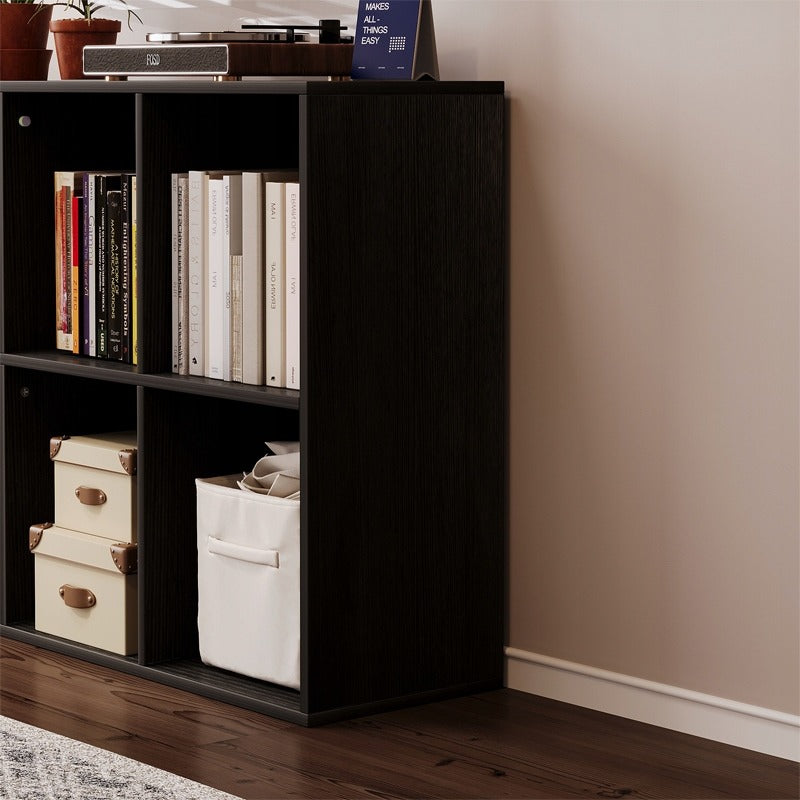Bibliotecă deschisă, comodă cub, 3x2, mansardă spațioasă pentru cărți, birou, negru