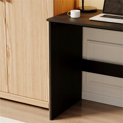 Birou de calculator modern, negru, tip loft, cu sertare pentru tineri