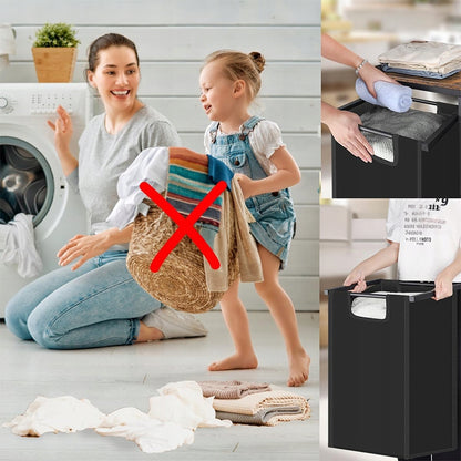 Coș de rufe mare cu două compartimente și raft, suport industrial pentru containere