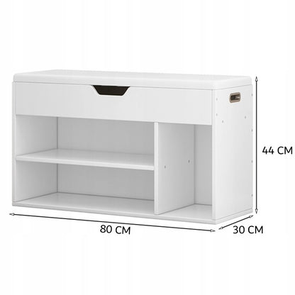 Dulap de pantofi alb cu scaun din lemn cu depozitare 80CM