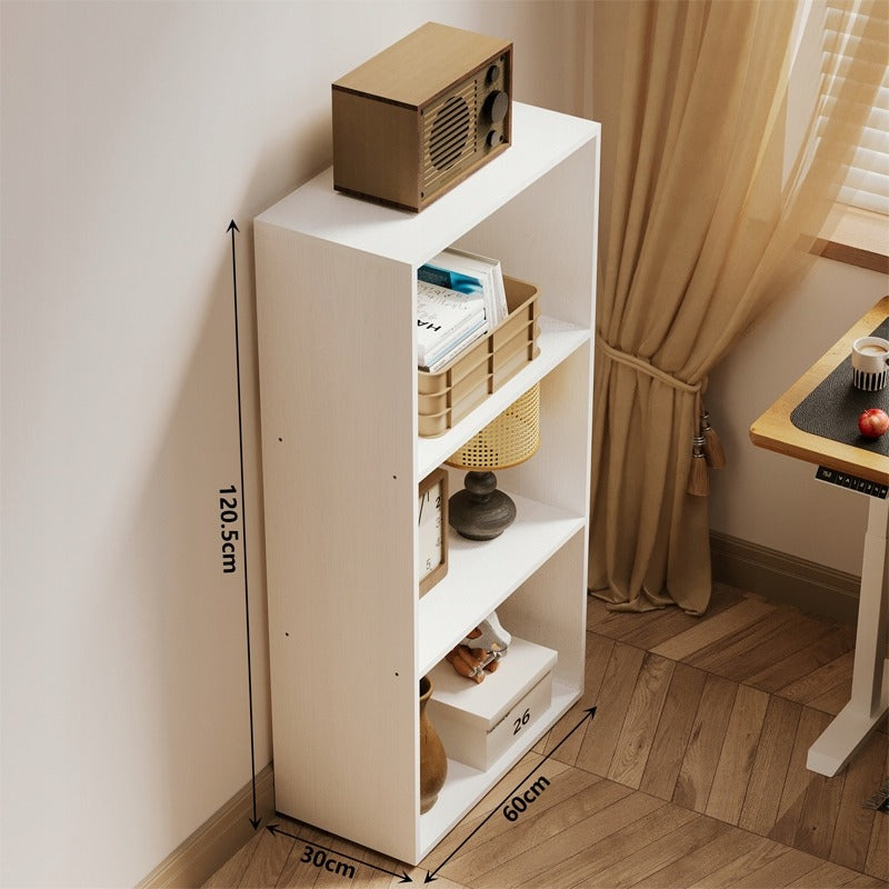 Bibliotecă modernă în stil loft cu rafturi albe, înaltă pentru livinguri, 120cm