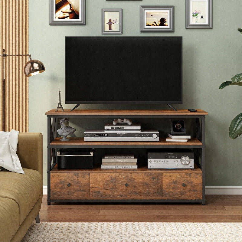 Dulap TV loft dresser pentru camera de zi cu rafturi și sertare 110 cm