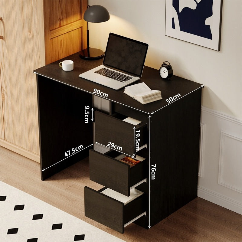 Birou de calculator modern, negru, tip loft, cu sertare pentru tineri