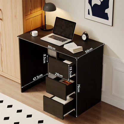 Birou de calculator modern, negru, tip loft, cu sertare pentru tineri