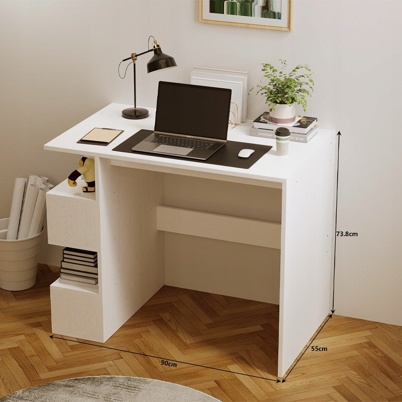 Birou de calculator modern alb cu 4 rafturi și un raft pentru o cameră de tineret tip loft