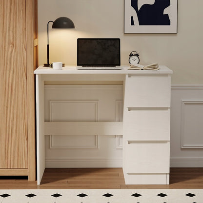 Birou pentru computer, alb, modern, cu sertare, stil loft, 90 cm